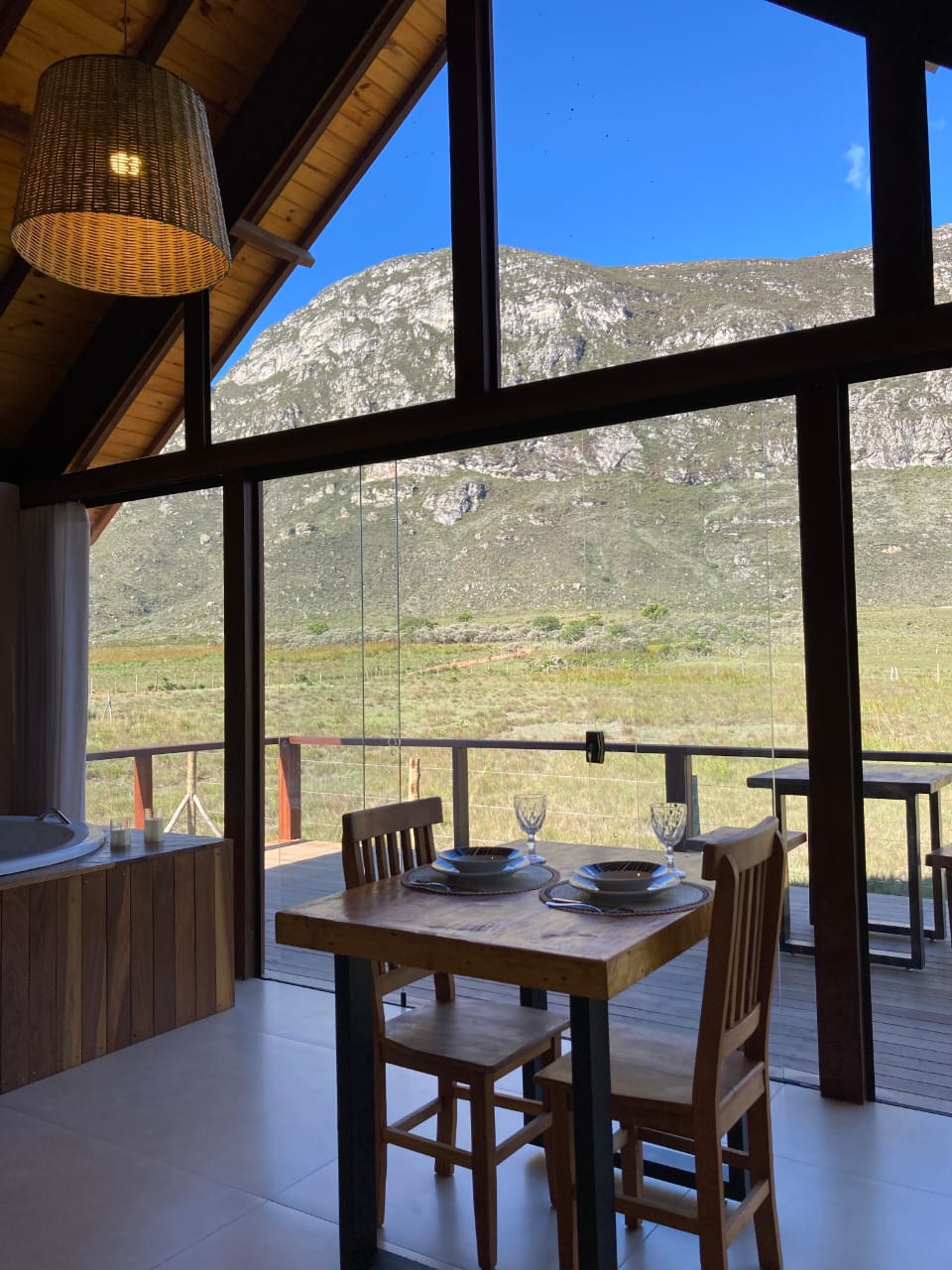 Detalhes rústicos do chalé